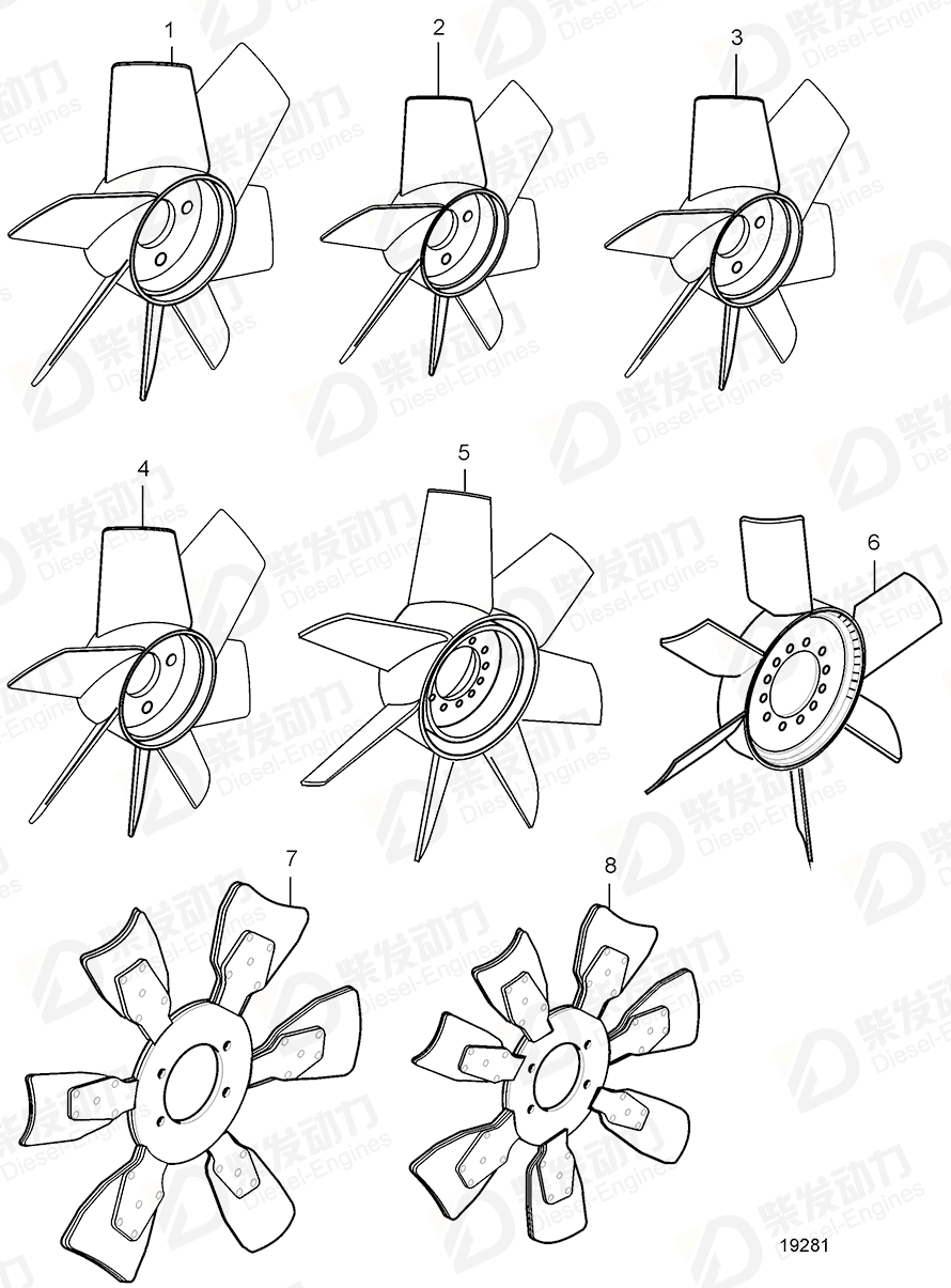 VOLVO Fan, suction type 20460318 Drawing